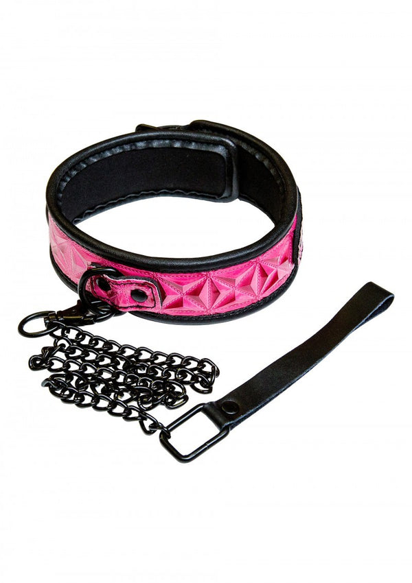 Collare fetish con guinzaglio a catena bondage sinful Pink