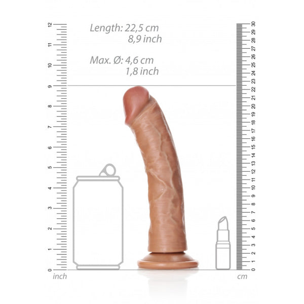 Fallo maxi tan CURVED REALISTIC DILDO WITH SUCTION CUP - 8''/ 20,5 CM