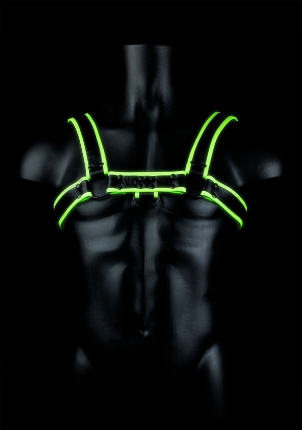 Imbragatura uomo fosforescente Chest Bulldog Harness - GitD - Neon Green/Black