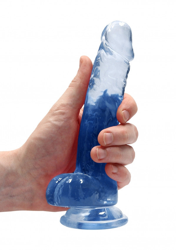 Pene finto con ventosa blu Realistic Dildo with Balls 17 cm