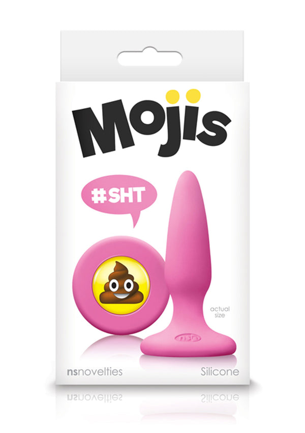 Plug anale in silicone mini fallo butt rosa conico con smile sht EMOJI FACE rosa sex toys