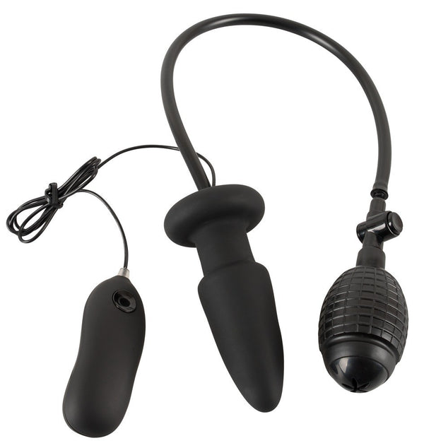 plug anale nero in silicone vibrante gonfiabile con telecomando butt black anal