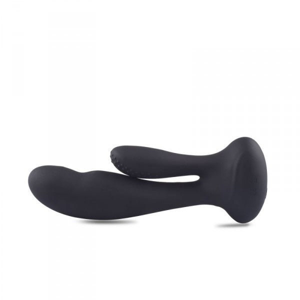 Vibratore doppio vaginale anale in silicone fallo dildo vibrante nero plug con telecomando black