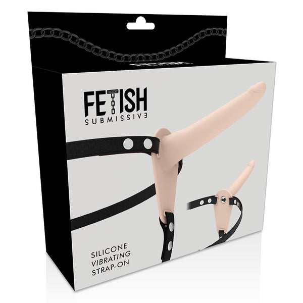 Vibratore indossabile FETISH SUBMISSIVE SILICONE STRAP-ON VIBRATOR FLESH 15CM