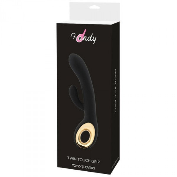 Vibratore rabbit nero doppio con stimolatore clitoride in silicone e ricaricabile dildo vibrante