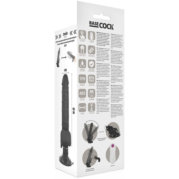 Vibratore realistico con telecomando 2 in 1 Guaina per pene BaseCock