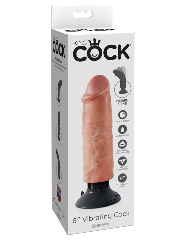 Vibratore Realistico King Cock 6 vibrating con ventosa