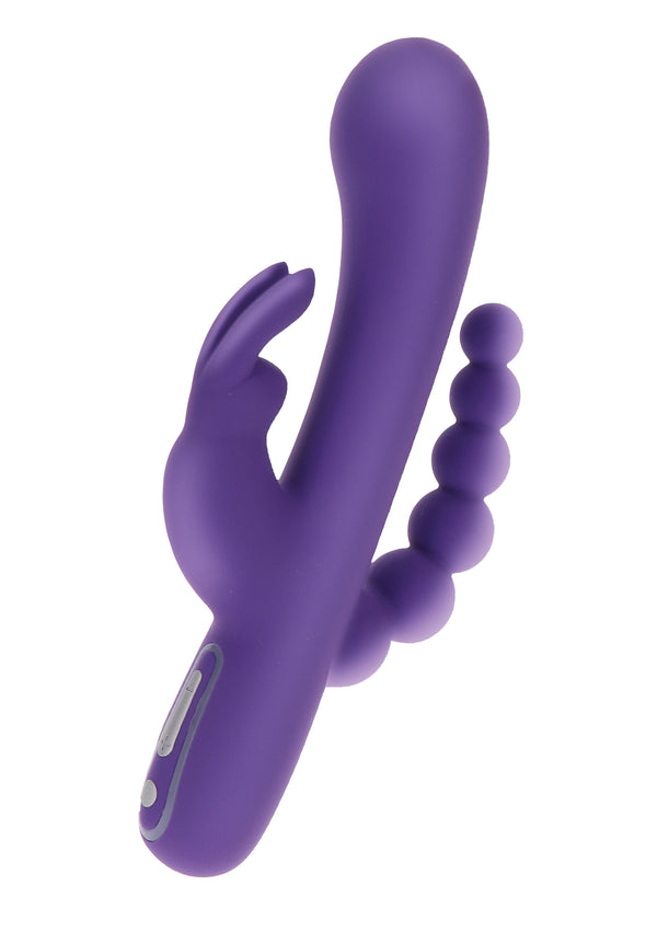Vibratore triplo stimolatore vaginale anale clitoride in silicone